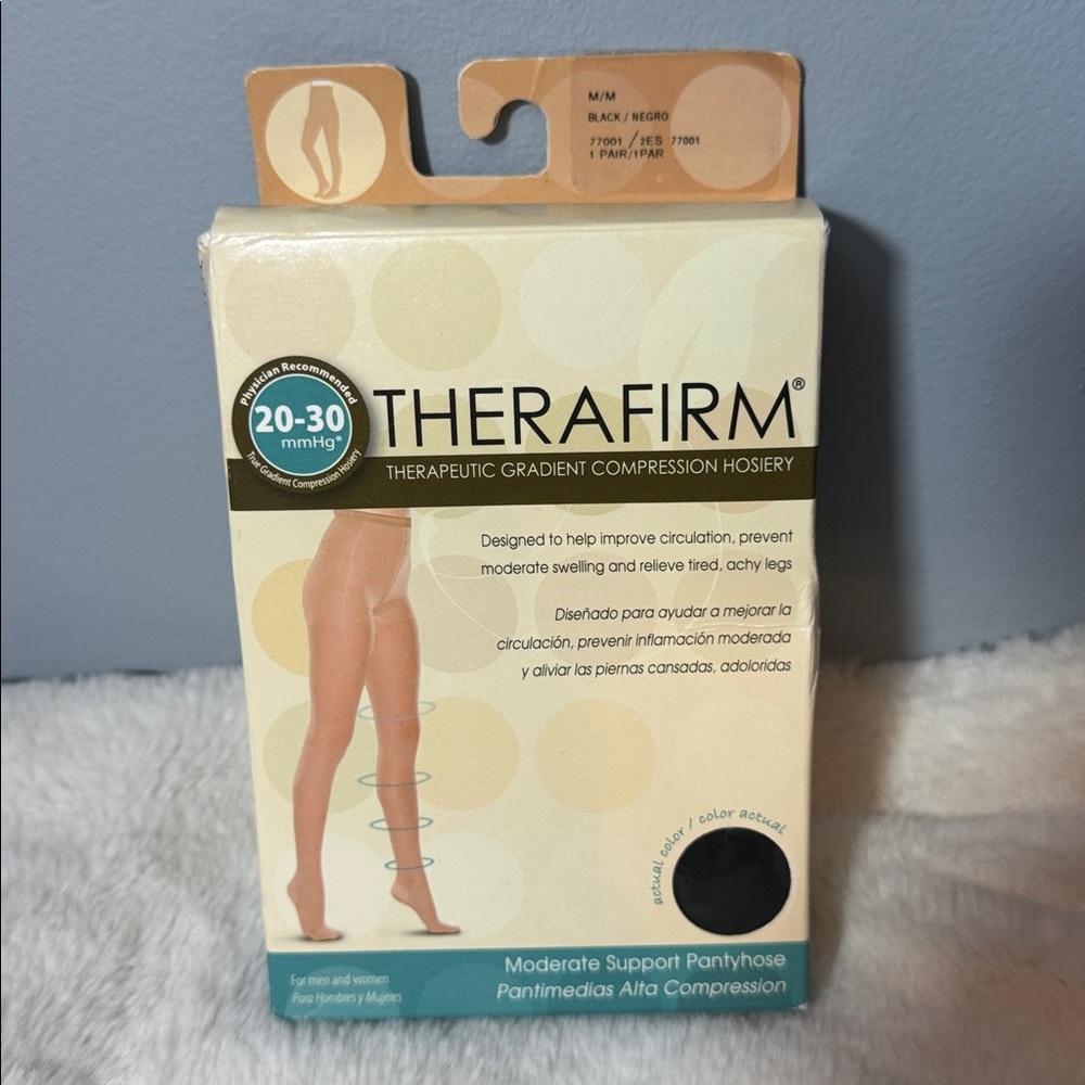 Therafirm Therapeutic Compression Hoisery Pantyhose Colour Black Size M NEW